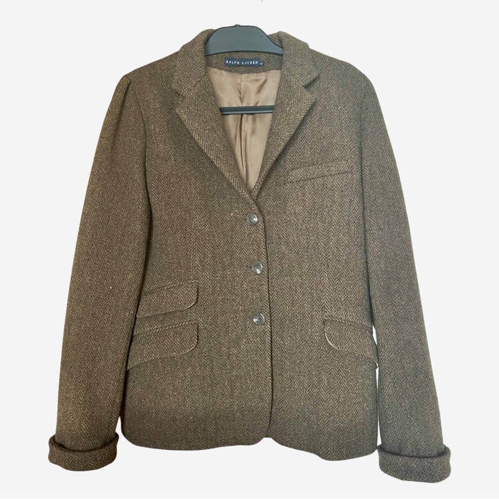 Vintage Ralph Lauren Tweed Wool Blazer Size 12